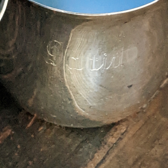 Reed and barton Enamel Bowl and Cup. Blue name engraved "David". EUC - Picture 5 of 9